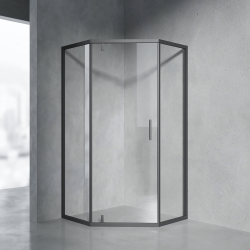 Душевой уголок AVS Трапеция Слим 90x90 профиль черный матовый, стекло прозрачное