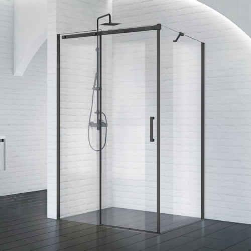Душевой уголок BelBagno Acqua ACQUA-AH-1-140/90-C-NERO 140х90 профиль черный, прозрачное стекло