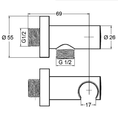 Шланговое подключение с держ душа KLUDI 6054705-00