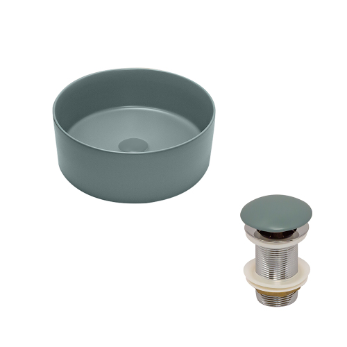 Раковина AVS Лилиан 36x36 зеленая матовая с донным клапаном