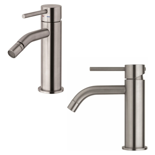 Набор смесителей для раковины и биде Paffoni LIG135ST + LIG071ST сталь