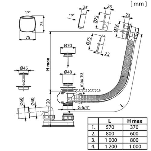Слив-перелив Alcaplast A55ANTIC-80