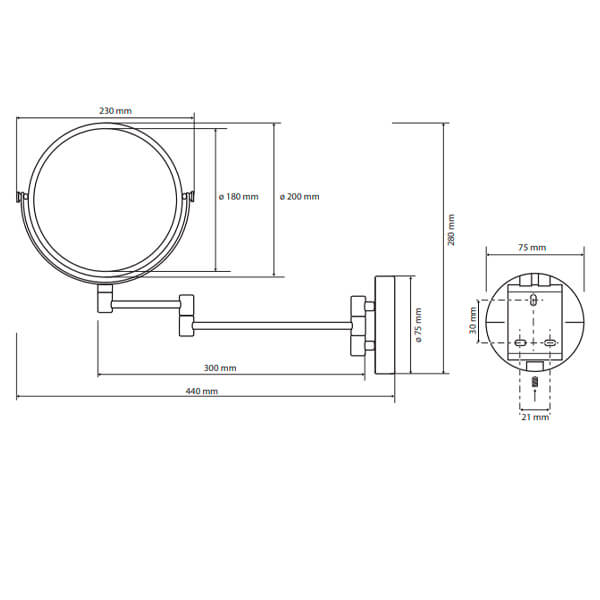 Зеркало косметическое White Bemeta 112201514