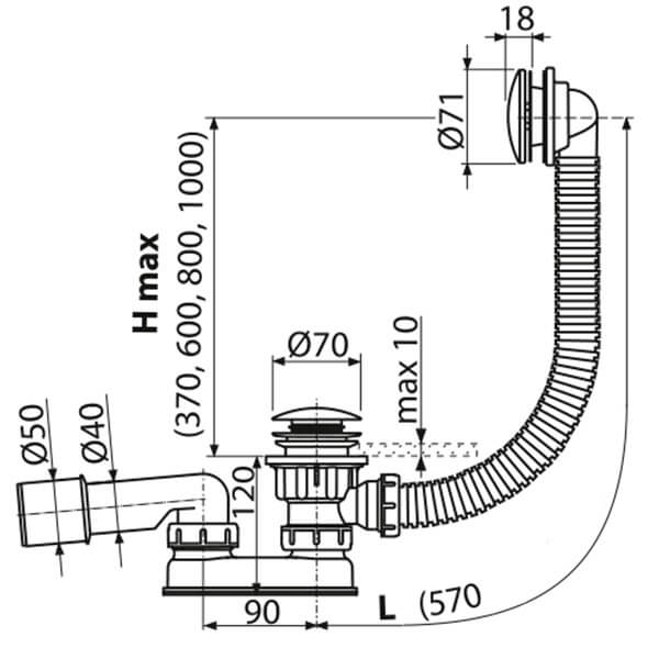 Слив-перелив Alcaplast A504KM
