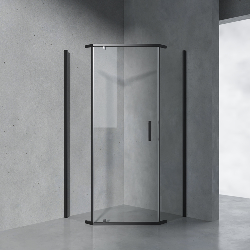 Душевой уголок AVS Трапеция 100x100 профиль черный матовый, стекло прозрачное