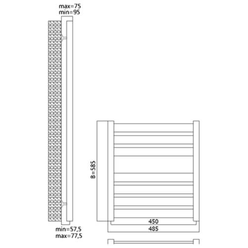 Полотенцесушитель водяной Terminus Латте П7 45х58 хром