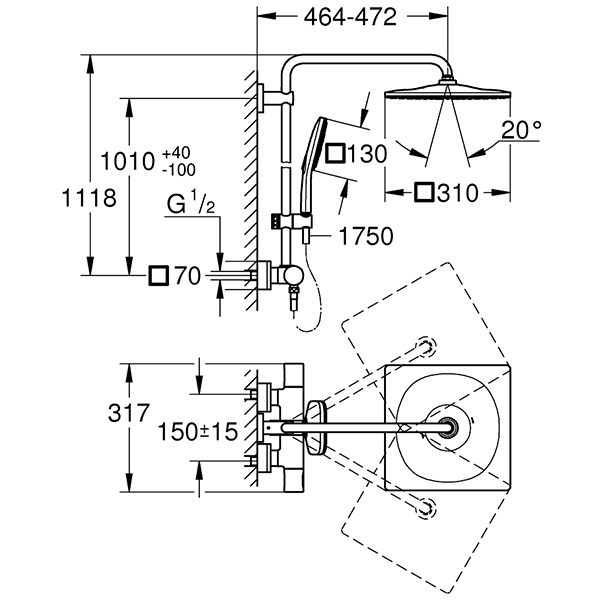 Душевая система SmartActive RainShower Grohe 26649000