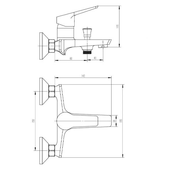 Смеситель для ванны с душем Esko Murano MR 54 хром