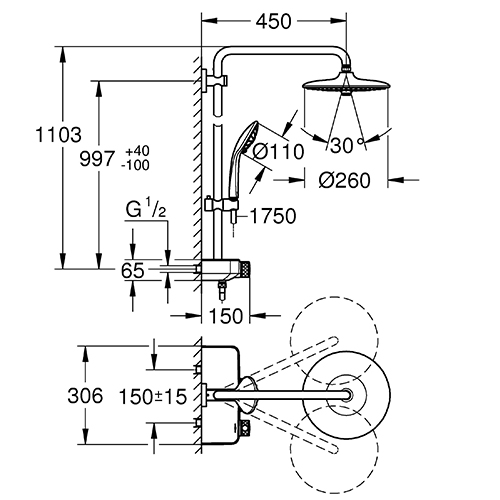 Душевая система Euphoria Grohe 26509000