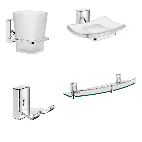 Набор Accoona 125 хром Стакан+Мыльница+Крючок двойной+Полка