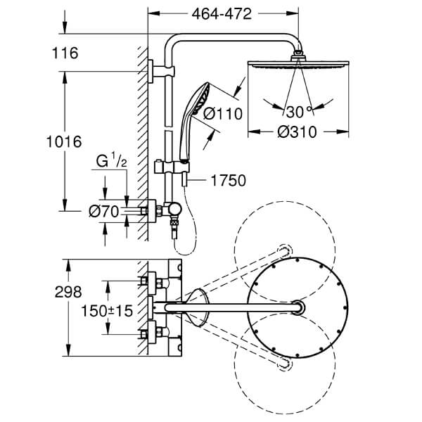 Душевая стойка Euphoria Grohe 26075000