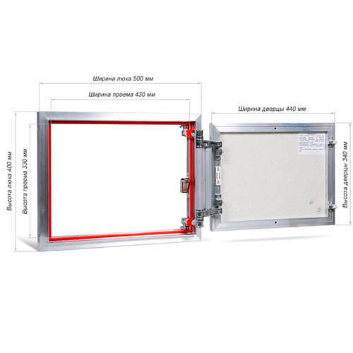 Люк под плитку 500х400 Евроформат Практика ЕТР 50-40