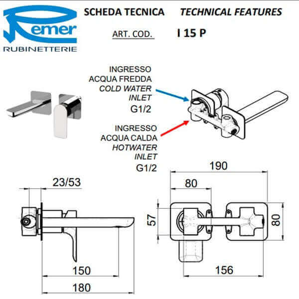 Смеситель для раковины Remer Infinity I15PBG золото