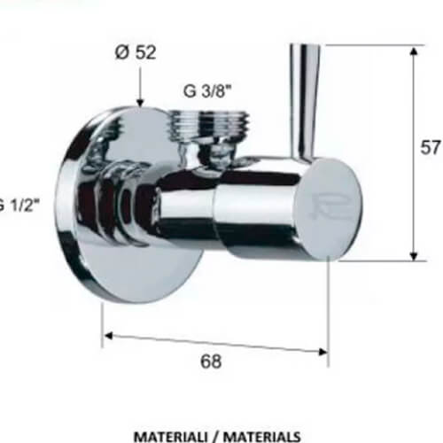 Кран угловой 1/2х1/2 Minima Remer RR 128L 1212