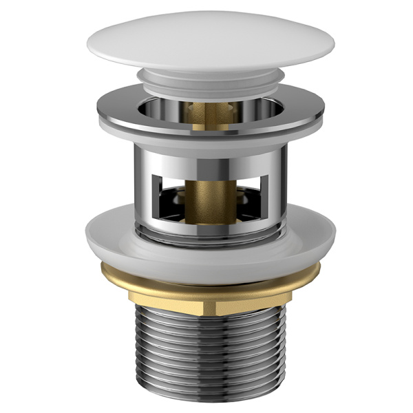 Донный клапан AVS Slimmer с переливом, белый матовый