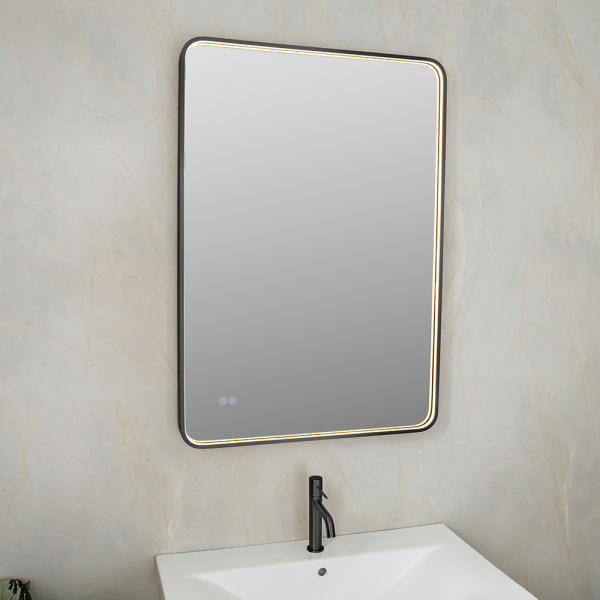 Зеркало с подсветкой AVS VI 70x100 см, антипар, черное матовое