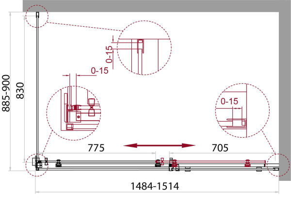 Душевой уголок BelBagno Acqua ACQUA-AH-1-150/90-C-Cr 150х90 профиль хром, прозрачное стекло