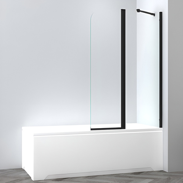 Шторка на ванну AVS Асти Дуо 100 правая профиль черный матовый, стекло прозрачное