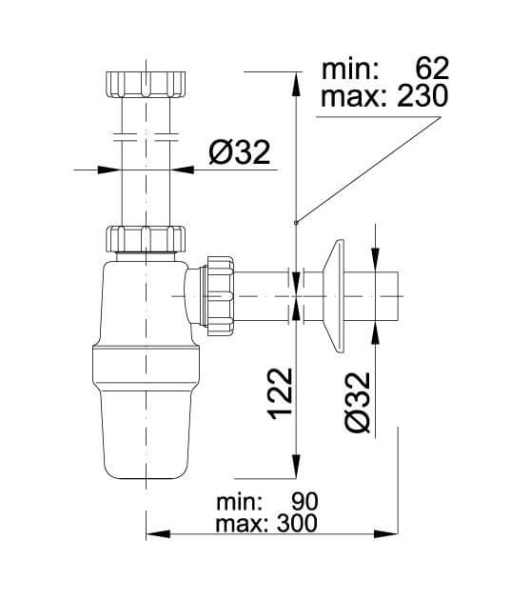 Сифон для раковины Ø32 мм STYRON STY-534-2