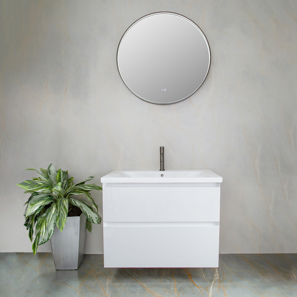 Зеркало с подсветкой AVS AZ 80 см, антипар, оружейная сталь