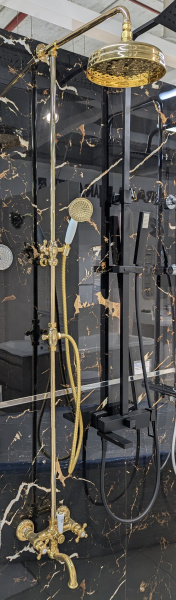 Комплект Д/с ЗОЛОТО см-ль д/ван + колонна Г-обр + верх душ MIGLIORE