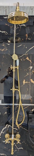 Комплект Д/с ЗОЛОТО см-ль д/ван + колонна Г-обр + верх душ MIGLIORE