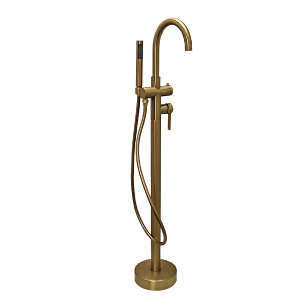 Смеситель для ванны с душем AVS Elegant напольный, брашированное золото