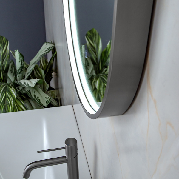 Зеркало с подсветкой AVS AG 50x100 см, антипар, оружейная сталь