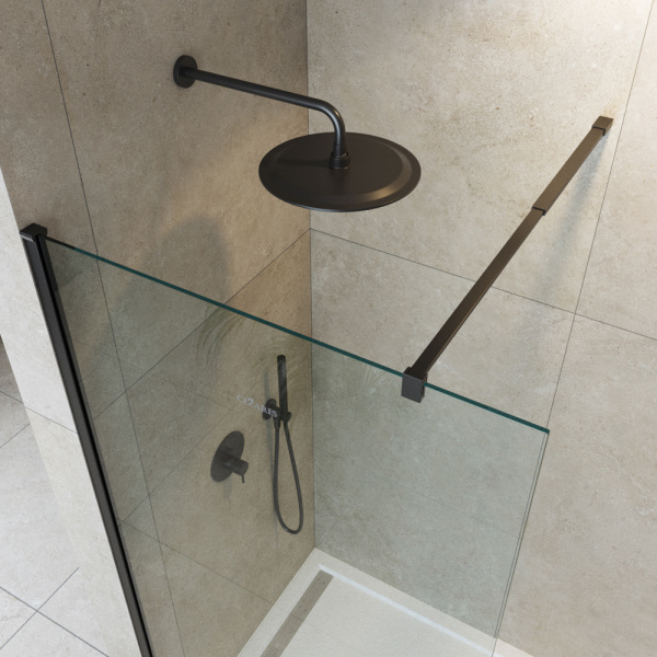 Душевая перегородка Cezares Liberta LIBERTA-L-1-95-C-NERO 95 профиль черный, прозрачное стекло