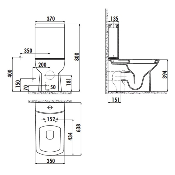 Унитаз-компакт Creavit Lara LR360-11CB00E+LR410-00CB00E+IT5130+KC1603.01.0000E с микролифтом