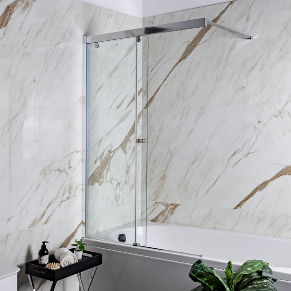 Шторка на ванну AVS Перла 100 L профиль хром, стекло прозрачное