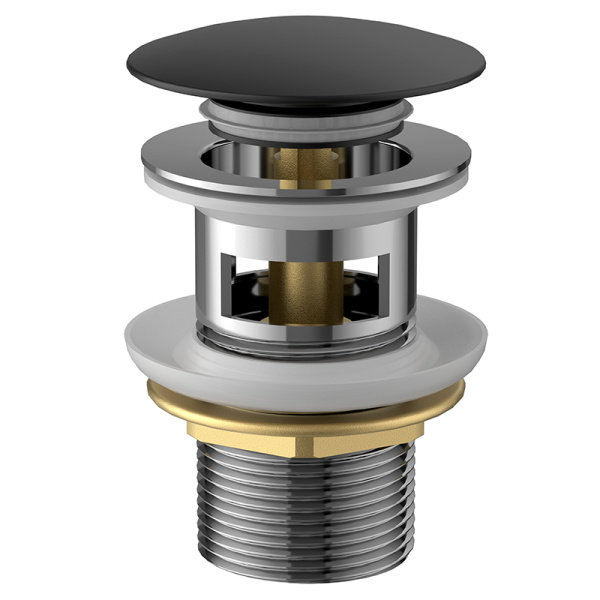 Донный клапан AVS Slimmer с переливом, черный матовый