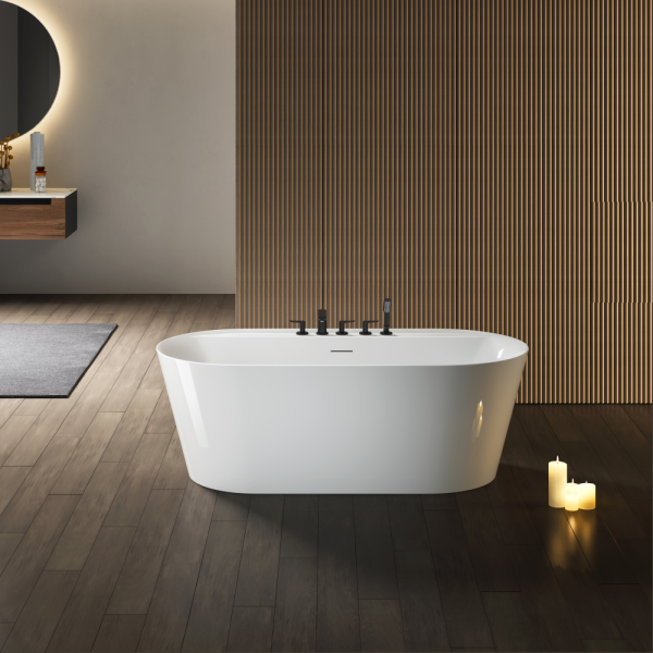 Акриловая ванна AVS Герда 170x80 белая с донным клапаном