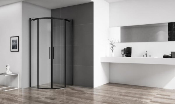 Душевой уголок BelBagno Acqua ACQUA-R-2-100-C-NERO 100х100 профиль черный, прозрачное стекло