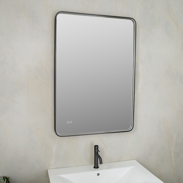 Зеркало с подсветкой AVS VI 70x100 см, антипар, черное матовое