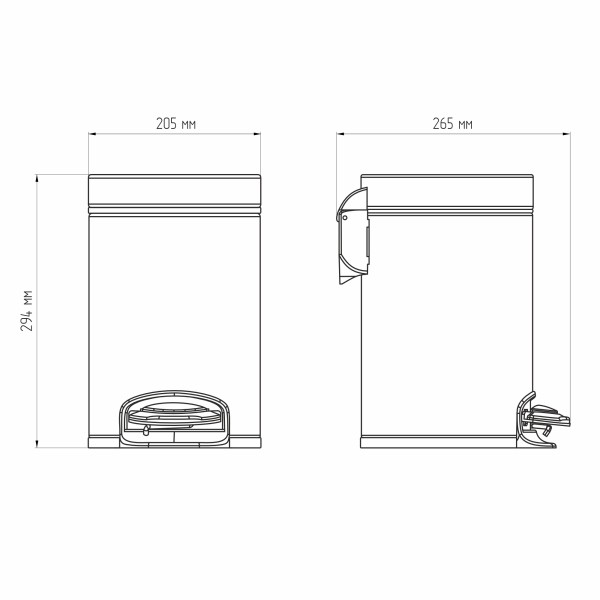 Ведро для мусора AVS Универсал 827-031-GM 5 л, оружейная сталь