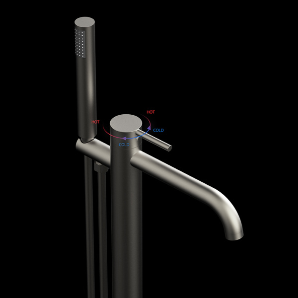 Смеситель для ванны с душем AVS Slimmer напольный, оружейная сталь