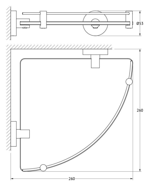 Полка стеклянная угловая Harmonie Artwelle HAR 039